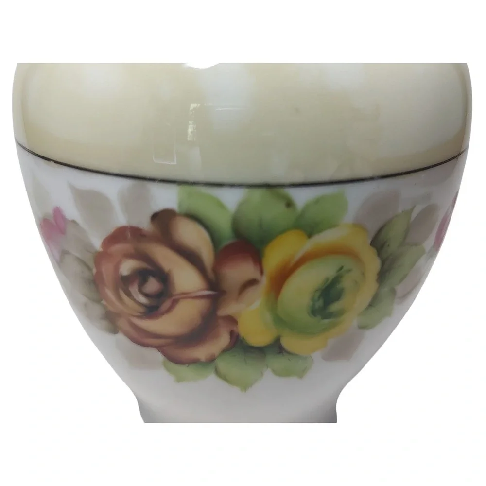 Antique Hand Painted Noritake Jar Hand Painted Lusterware Floral Roses No‎ Lid
